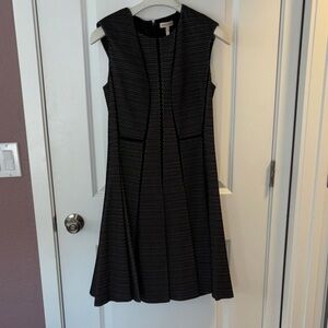 Rebecca Taylor Black and grey accent Midi Dress